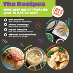 MasterChef Junior Kids Dumpling Making Set- 5 Pc Kit- Real Cookware Includes Recipes, Steamer Basket, Mold, Press Measuring Spoons Steamer Paper, Homemade Cooking Party for Dim Sum Soups Chinese Food