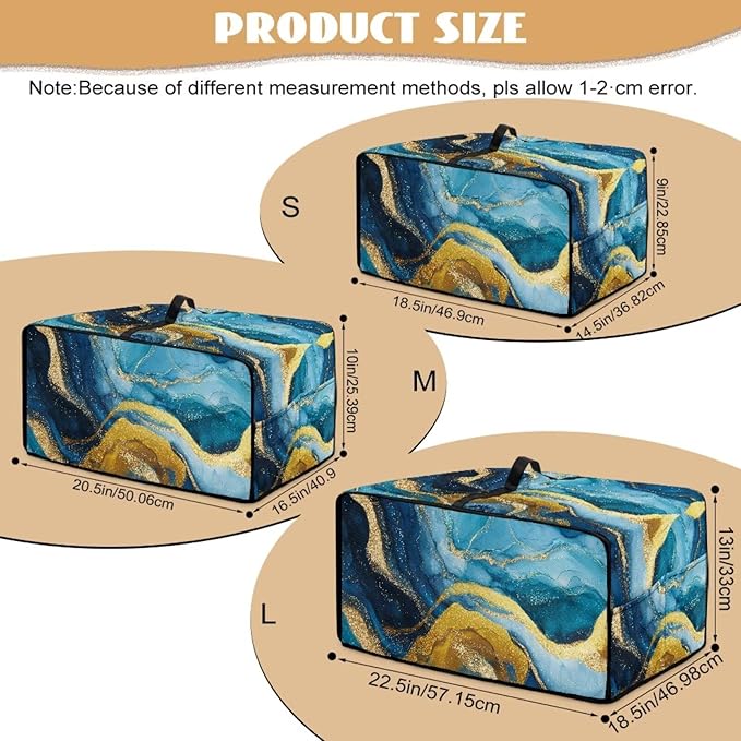 Marble Print Toaster Oven Dust Cover for Kitchen Counter, Heavy Duty Heat-resistant Microwave Oven Protective Cover Air Fryer Covers, Blue & Gold (Large-18.5 * 22.5 * 12.99 inches)