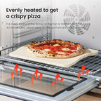 Pizza Stone, 12"x11" Rectangular Pizza Stones for Oven Grill BBQ, Cordierite Baking Stone for Pizza Bread Pie with Unique 2 Handles Design