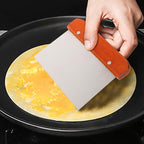 SAFIGLE Stainless Steel Pancake Spreader and Scraper Set, Small round Crepe Tool with Handheld Scraping Board, Kitchen Accessory for Homemade Crepes and Pancakes, 2pcs Cooking Gadget Kit