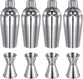 Umigy Cocktail Shaker Set Martini Shaker Bulk Stainless Steel Martini Mixer with Strainer and Double Measuring Jigger for Bar Party Home Use Wine Bar(18 Oz/ 550 ml,4 Packs)