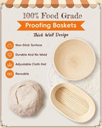 Complete Sourdough Starter Kit | Easy to Clean & Use for Beginners & Bakers | Natural Rattan Proofing Basket with Full Accessories | Sourdough Bread Baking Supplies for Bakers Women Wife