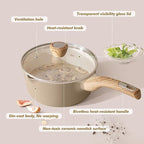 SENSARTE 1.5 & 2.5 Quart Ceramic Sauce Pan Sets with Lid, Cooking Pots Set, Nonstick Saucepan Set with Pour Spout, Small Kitchen Pot, Non toxic Saucepot, Induction Comptable, PFOA PTFE PFAS Free