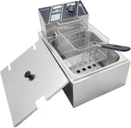 Electric Deep Fryer with Basket for Home Use, Countertop Commercial Deep Fryer 1700w Powerful Performance 9.7Qt Large Capacity Stainless Steel Oil Fryer, Temperature Control