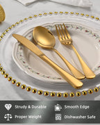 60 Piece Gold Silverware Set - Service for 20, Stainless Steel Flatware Cutlery Set Include Knife Spoon Fork, Mirror Polished Gold Utensils for Wedding, Restaurant, Home, Dishwasher Safe