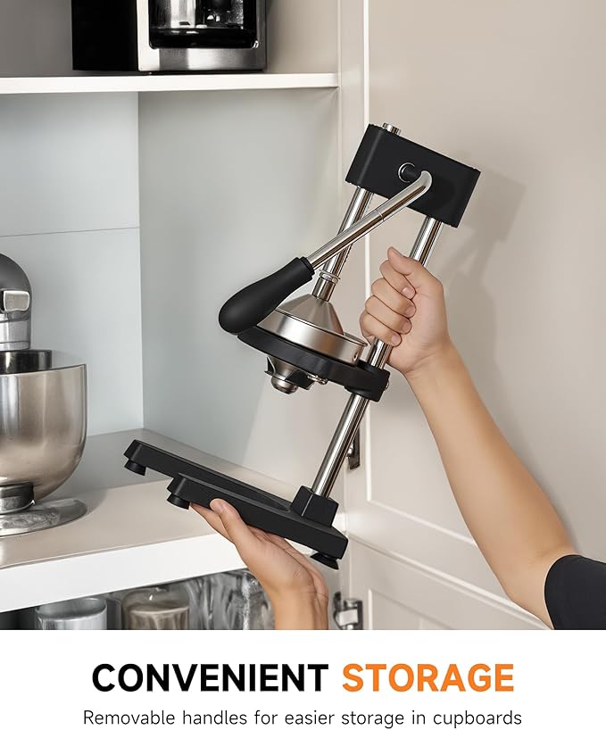CO-Z Manual Citrus Juicer, Heavy-Duty Manual Juicer with Conical & Flat Pressure Plates, Professional Lemon Squeezer for Orange Pom Lime Lemon Juice, Dishwasher Safe Orange Juice Press, Black