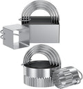 Biscuit Cutter Set of 10 pcs, Square and Fluted Cookie Cutter Set with Handle, Stainless Steel Round Biscuit Cutters, Professional Baking Dough Tools