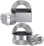 Biscuit Cutter Set of 10 pcs, Square and Fluted Cookie Cutter Set with Handle, Stainless Steel Round Biscuit Cutters, Professional Baking Dough Tools
