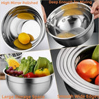 MIKULA Mixing Bowls Set, 22PCS Large Stainless Steel Mixing Bowl with Lids Set, Large Nesting Bowls 7/6/4.5/3.5/2.5QT, Measuring Cups and Spoons Baking Storage Metal Bowl for Kitchen Prep Supplies