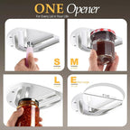 Mount-on Cabinet Jar Opener for Weak Hands,Seniors with Arthritis,Double U Shaped Grooves Grip Bottle Opener for Any Size Lid,304 Stainless Steel One-Handed Can Opener Tool for Home Assistance,White