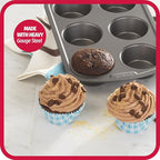 GoodCook Everyday Nonstick Steel Muffin Pan, 6 cup, Gray (Pack of 12)