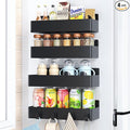 Mystozer Magnetic Spice Rack for Refrigerator, Kitchen Organizer and Storage Shelf, Black (4 Pack)…