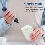 FoodVille MF05 Rechargeable Milk Frother USB Charging Handheld Foam Maker with Stainless Balloon Whisk for Cappuccino, Latte, Bulletproof Coffee, Keto Diet, Protein Powder, Matcha (Navy Blue)