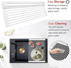 MERRYBOX Roll Up Dish Drying Rack, Silicone Wrapped Over The Sink Dish Rack Foldable Dish Drainer Anti-Slip Dish Racks for Kitchen Sink, Multipurpose Kitchen Sink Drying Rack, 17.5" x 13", White
