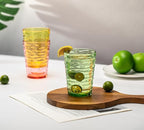14-ounce Plastic Tumblers, Acrylic Drinking Glasses, set of 6 Green Reusable Plastic Cups, Stackable, BPA-Free, Shatter-Proof, Dishwasher-Safe