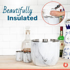 Snowfox XL - Insulated Ice Bucket with Lid/Scoops, Premium Vacuum Insulated Stainless Steel Ice Buckets for Parties, Ice Box, Home Bar Accessories, Parties Supplies, Bar Decor, 7L, Natural Teak