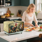 Rooster Sunflower Print Toaster Oven Dust-proof Cover Heat-Resistant Kitchen Small Appliance Air Fryer Covers Universal Washable Microwave Oven Covers (Small-14.5 * 18.46 * 9 inches)