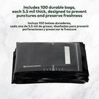 Stash Proof Resealable Zipper Vacuum Seal Bags 8" x 12" (100 Count) 5.5 Mil (Black and Clear) - BPA Free Commerical Grade Food Saver for Storage, Sous Vide, and Meal Prep Sealer Bag