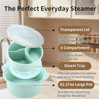 Microwave Vegetable Steamer, Silicone Microwave Cooker, Vegetable Basket for Broccoli, Rice, Eggs & Baby Food, Double Layer Food Cooker, Healthy Cooking, Dishwasher Safe