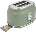 Haden Dorset 2 Slice Wide Slot Stainless Steel Toaster with Adjustable Browning Control & Non Slip Feet, Cedar Green & Chrome