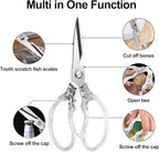 CGBE Kitchen Scissors, Multi-Purpose Kitchen Shears, Heavy Duty Food Scissors for Chicken, Poultry, Fish, Meat & Herbs with Non-Slip Grips (Transparent)