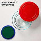 Pyrex Sculpted (3-Pack) Glass Mixing Bowls Set With Plastic Lids For Prepping, Baking and Cooking, Preheated Oven, Dishwasher, Freezer, and Microwave Safe