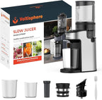 Cold Press Juicer,400W Juicer Machines,4.9"Wide Feed Chute Slow Masticating Juicer for Whole Vegetables & Fruits,High Juice Yield,Easy to Clean,Advanced Touch Sensing Switch(Silver Gray)