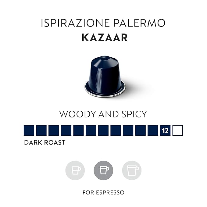 Nespresso Capsules Original Line, Kazaar, Dark Roast Coffee, 50 Count Coffee Pods