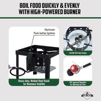 Hike Crew 100QT Outdoor Boiling Kit with Igniter| 110,000 BTU Seafood Boiler Set for Steaming or Cooking Fish, Crawfish, Crab & More | Includes Pot, Lid, Strainer, Burner Stand and Storage Cover