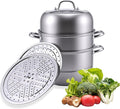 2-Tier Stainless Steel Induction Steamer Pot (30cm/11.8Inch) - Large Food Steamer for Dumplings, Buns & Dim Sum - Dishwasher Safe with Even Heat Distribution