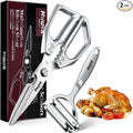 HUUSK Kitchen Scissors and Vegetable Peeler Set - Silver Stainless Steel Cooking Kitchen Shears for Food with Serrated Peeler, Heavy Duty Japanese Dishwasher Safe Meat Scissors, Gift for Men
