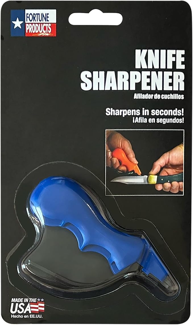 ACCUSHARP Knife Sharpener, Portable and Easy to Use, Hones and Sharpens Cleavers, Kitchen, and Serrated Knives, Sharpens Double Beveled Edge Knives