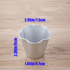 6 Pcs Popover Pan, Aluminium Pudding Tin Cup Baking Maker, Individual Muffin Chocolate Molten Brownie Tumbler Raspberry Souffle Cupcake Pudding Mould - Five-Petaled Flower Shape 3"x 2.4"