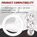 6 Pcs Gasket Seal Rings for Bialetti Moka Express Dama 9 Cups - Spare Food Grade Silicone Sealing Rings for Aluminium Stovetop Coffee Maker Pots (Better Than Rubber)