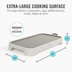 Martha Stewart 12” x 22” Electric Griddle, XL Ceramic Nonstick Flat Top Cooking Surface, Adjustable Temperature Dial, Drip Tray, Dishwasher Safe, 1500W Fast Even Heating, Pancakes & Eggs, Linen White