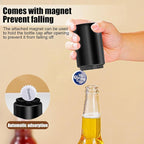 Automatic Bottle Opener Destapadores de Cerveza, Down-Pop Off Beer Bottle Openers with Magnetic Cap Catcher, Home Bars Kitchen Cool Bartender Tools, Men Bottle Cap Opener Gift（Black）