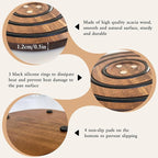 2 PCS Magnetic Wooden Trivets for Hot Pots and Pans, Heat Resistant Acacia Wood Trivet with Cushioning Silicone Strips for Dutch Ovens Hot Dishes Pots Holder, for Mom Grandma