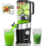 Cold Press Juicer with Whole Feed Chute, Aeitto Masticating Juicer Machines, Juice Extractor Machine Easy to Clean, High Juice Yield, For Whole Vegetables and Fruits, Easy to Assemble, Onyx Black