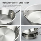 Au Gratin Dishes Stainless Steel, Specialty Gratins Pots and Pans, Cookware, Small Baking Dish with Handles, Set of 4, 27 Oz, for Oven Roasting, Individual portion, Pie (Silver, 8.3 Inch)