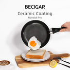 BECIGAR Black Ceramic Pots and Pans Set, 15PCS Nonstick Set Ceramic Cookware Set, Nonstick Pan Pots and Pans Set Non Stick Cookware set