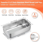 TeamFar Loaf Pans for Baking Bread, 9 × 5 Inch Stainless Steel Loaf Bread Pans Tins for Homemade Brownies, Healthy & Sturdy, Oven & Dishwasher Safe - Set of 2
