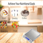 Food Scale, LZPGITGD Digital Kitchen Scale Weight Grams and OZ for Cooking Baking, Coffee, Loss Dieting, Jewelry and Meal Prep, 2 Trays, LCD, Auto Off, Tare Function, Stainless Steel(3000g/0.1g)
