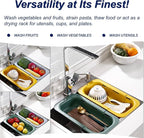 Extendable Sink Colander Strainer Basket - Wash Vegetables and Fruits, Drain Cooked Pasta and Dry Dishes - Adjustable Over the Sink Colander Collapsible Drainer Basket - Yellow