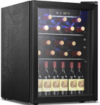 Antarctic Star Wine Cooler, Beverage Refrigerator,16 Bottle 68 Can Freestanding Wine Cellar Front Glass Door for Home and Bar, Digital Temp Control, Blue LED, 1.7 Cu.Ft.