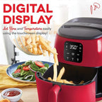 Dash Digital Tasti-Crisp™ Air Fryer - Compact Electric Digital Fryer With Auto Shut-Off Feature - Ideal for Small Spaces - AirCrisp® Technology - 2.6 Quarts - Red