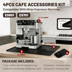 4-in-1 Coffee Maker Mat for Ninja Luxe Cafe Machine ES601 & ES701, Silicone Top Mat + Coffee Bar Mat + Espresso Tamping Mat + Tamping Base -Waterproof Bar Accessories