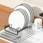 2 Pack Plate Holders Organizers 8 Slots Upright Cabinet Dish Drying Racks Metal Plate Stands (for 6In. 10In. Plates) Dish Organizers for Countertop and Cupboard(at Least 11.2in.Height) Black