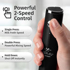 Zulay Kitchen Lux Electric Milk Frother Rechargeable Handheld - Powerful 2-Speed Motor, Waterproof, 2000mAh Battery - Lux Coffee Frother for Protein Powder, Drink Mixer Wand & Matcha Mixer