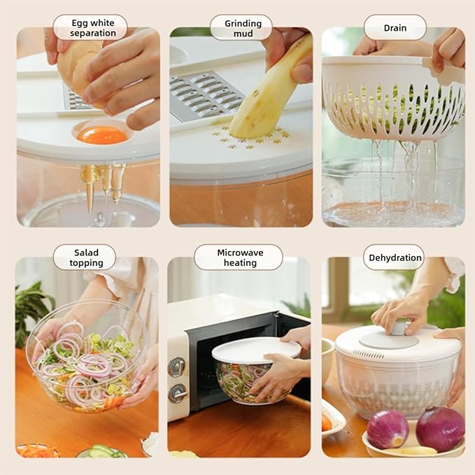 Yosoo Health Gear Salad Spinner with 5 Blades, 4500ml Multifunctional Vegetable Fruit Washing Bowl, with Strainer, for Home Kitchen
