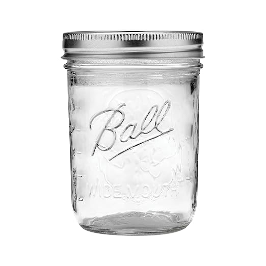 Ball Jar with Lid and Band - Pick Your Size and Color (Clear, Wide Mouth Pint - 16 oz.) Pack Of 2